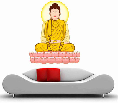 Stickerberry 50 cm Peacefull Buddha wall Sticker 50 CM X 64 CM Self Adhesive Sticker(Pack of 1)