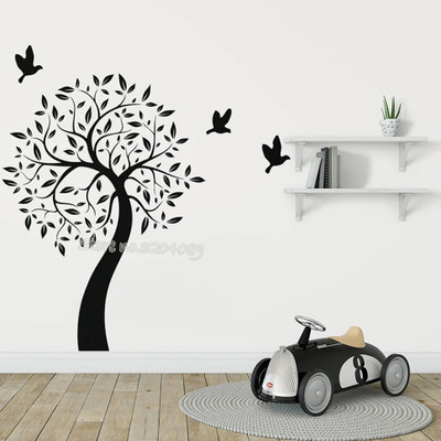 SnappyVinyl 56 cm Spring Passion Bird Tree Wall Decal Birds Tree Self Adhesive Sticker(Pack of 1)