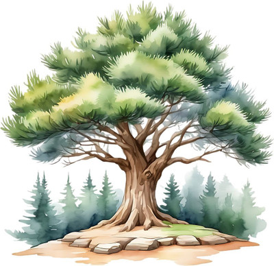 SoFFXia 18 inch Trendy Design Tree Wall Sticker For Living Room, Home Decorative, Hall ED_1386 Self Adhesive Sticker(Pack of 1)