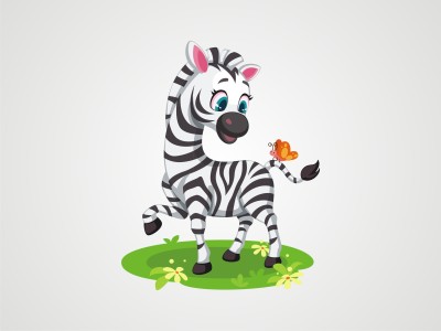 creative decor 55.88 cm Cute Zebra Playing with Butterfly Wall Sticker Vinyl (Size - 18x22 inch ) Self Adhesive Sticker(Pack of 1)