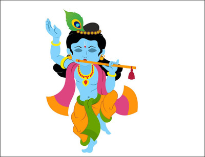 Vijaya enterprises 91 cm Meet cute lord krishna ji wall sticker size (56x91 cm) Self Adhesive Sticker(Pack of 1)