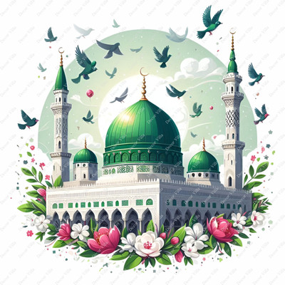 Riditcreation 48 cm Masjid With Bird Self Adhesive Sticker(Pack of 1)