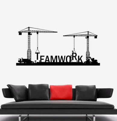 SnappyVinyl 25 cm Teamwork Word Cranes Self Adhesive Sticker(Pack of 1)