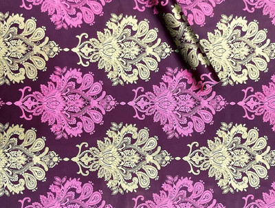Flipkart SmartBuy 100 cm Pink and Cream Damask Self Adhesive Wallpaper for Home Decoration (100CM X45CM) Self Adhesive Sticker(Pack of 1)