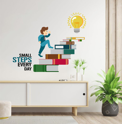 rawpockets 85 cm Small Steps Every Day Motivation Quote Wall Sticker Self Adhesive Sticker(Pack of 2)