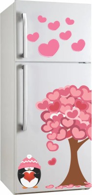 SAI DESIGNS 99 cm heart shape tree refrigerator design(48x95) Self Adhesive Sticker(Pack of 1)