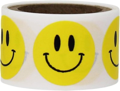 heet 2.5 inch 2.5 cm Self Adhesive 500 Count Smiley Face Tape Roll for Art, Craft, Self Adhesive Sticker(Pack of 1)