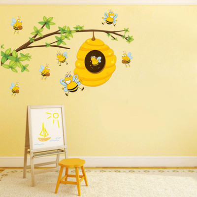 Stickerberry 80 cm Honey Bee wall Sticker for Home Decor 80 CM X 50 CM Self Adhesive Sticker(Pack of 1)