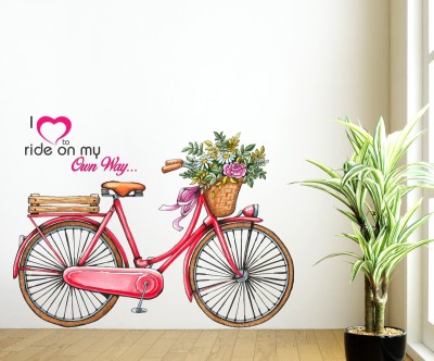 Wallzone 120 cm Ride On My Own Way Multi Pvc Vinyl Wallsticker For Decorations Self Adhesive Sticker(Pack of 1)