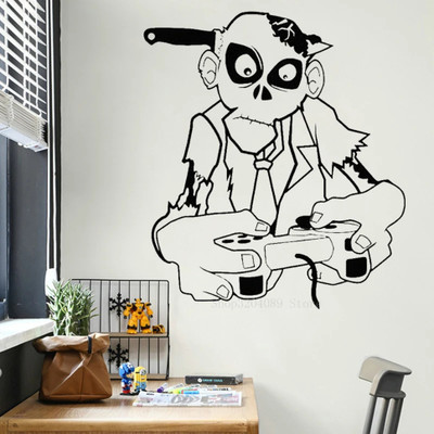 SnappyVinyl 42 cm Funny Skull With Sword On Head Wall Stickers Self Adhesive Sticker(Pack of 1)
