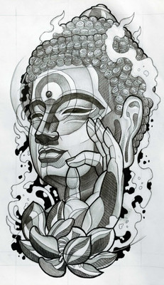 swaroopa 16.5 inch buddha sticker Self Adhesive Sticker(Pack of 1)