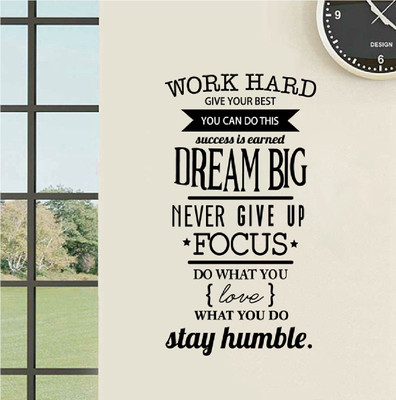marvellous 80 cm m_workhardgiveyourbest Self Adhesive Sticker(Pack of 1)