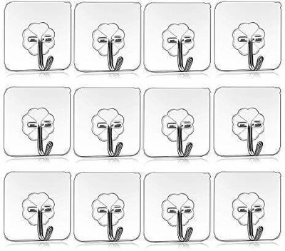 Prievado 5.5 cm Multi Purpose sticky transparent hook Stickers PINx12.54 Self Adhesive Sticker(Pack of 12)