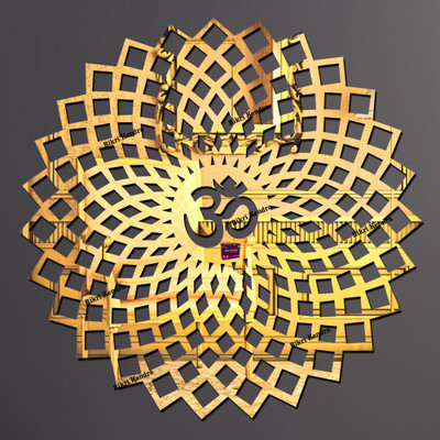 Chote Mote Seller 25.4 cm Mandala Om Golden Mirror Sticker for Wall, Acrylic Sticker for wall Self Adhesive Sticker(Pack of 1)