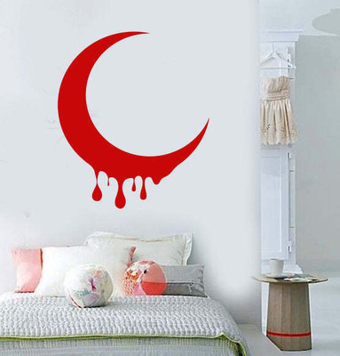 SnappyVinyl 27 cm Moon Crescent Drop Blood Self Adhesive Sticker(Pack of 1)