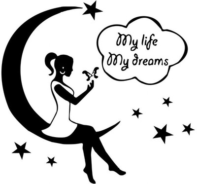 Vijaya enterprises 58 cm My life my dream black wall sticker for Livingroom,Home sticker size (61x58cm ) Self Adhesive Sticker(Pack of 1)
