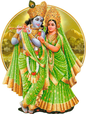 SR ENTERPRISE 48 cm Radha Krishna Self Adhesive Sticker(Pack of 1)