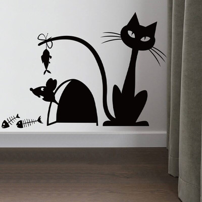 Xskin 29 cm Cat Trap to Catch Mouse Wall Decals, Wall Sticker Easy to Apply and Remove Self Adhesive Sticker(Pack of 1)