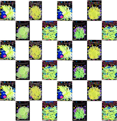 Kartual 5 cm Kids Birthday Return Gift Glow Stars & Moon Decals-Green Glow in the Dark Sticker(Pack of 24)