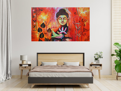 Asthaprint 36 inch Buddha Poster For Livingroom Bedroom Home office Wall Decor (Size 24x36 Inch) Self Adhesive Sticker(Pack of 1)