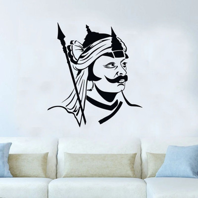 Archi Graphics Studio 48 cm The Legendary Rajput Maharana Pratap sing with Black shadowDecorative Wall Sticker ( PVC Vinyl ) Self Adhesive Sticker(Pack of 1)