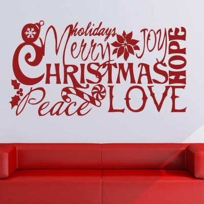 Xskin 59 cm Merry Christmas Love Quote Self Adhesive Sticker(Pack of 1)