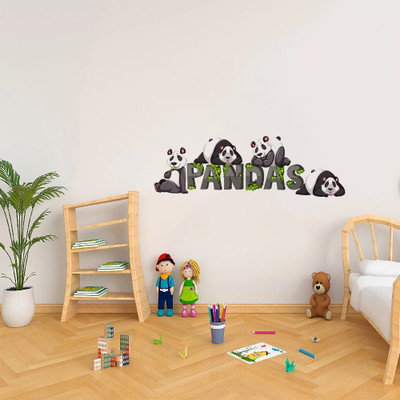 Creative Print Solution 24 inch Pandas Sticker & Wall Sticker size 60cm x 45cm Self Adhesive Sticker Self Adhesive Sticker(Pack of 1)