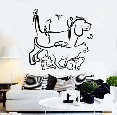 SnappyVinyl 33 cm Pet Dog Cat Parrot Rabbit Butterfly Self Adhesive Sticker(Pack of 1)