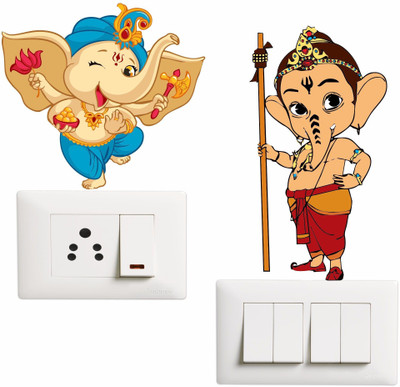 SR ENTERPRISE 7 cm Little Ganesha Self Adhesive Sticker(Pack of 1)