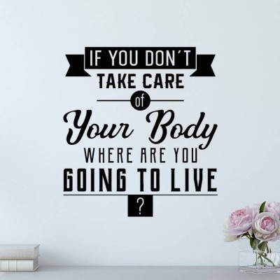 SnappyVinyl 27 cm Take Care Of Body Health Healthy Quote Words Wall Sticker PVC Vinyl Self Adhesive Sticker(Pack of 1)