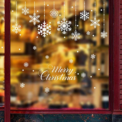 SmartWindow 50 cm Marry Cristmas Designer Peel and Stick Christmas Sticker (30cm x 50cm) Self Adhesive Sticker(Pack of 1)