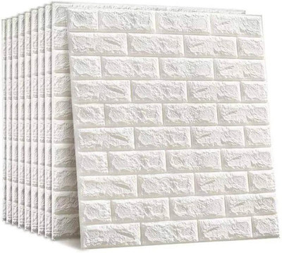 KESHAVART Vinyl Abstract White Wallpaper(L x W: 77 cm x 70 cm, Pack of 10)