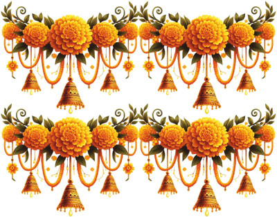 Hetshree Decor 90 cm Diwali Marigold Flower Toran Peel & Stick New Modern art wall sticker Self Adhesive Sticker(Pack of 1)