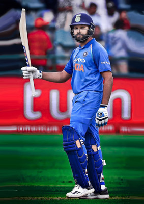 Dumdic 30 cm Rohit Sharma Left The Bat A4 Strong Self Adhesive Sticker(Pack of 1)