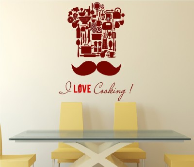 Wallzone 80 cm I Love Cooking Multi Pvc Vinyl Wallsticker For Decorations Self Adhesive Sticker(Pack of 1)