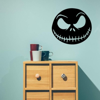 SnappyVinyl 29 cm Jack Skellington Face Nightmare Christmas Self Adhesive Sticker(Pack of 1)