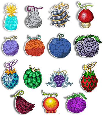 Animes On Trend 3 inch One Piece Anime Devil Fruit Vinyl Stickers For Laptops, Doors, Wall, Etc Self Adhesive Sticker(Pack of 20)