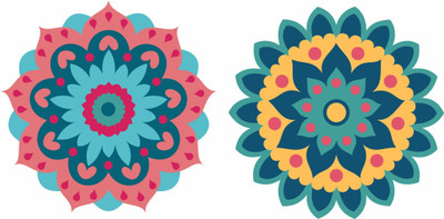 Epithet Studio 30 cm Diwali Special - Rangoli Sticker Size- 30 cm x 30 cm Set of 2 Self Adhesive Sticker(Pack of 1)