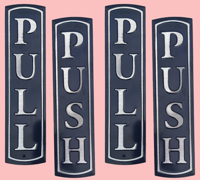 CLAPPERZZ 16 cm Self Adhesive Push And Pull Sign Stickers Self Adhesive Sticker(Pack of 2)