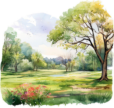 SoFFXia 18 inch Colorful Garden Lawns Nature Designs Wall Stickers for Home, Hall EDD_WS_19589 Self Adhesive Sticker(Pack of 1)
