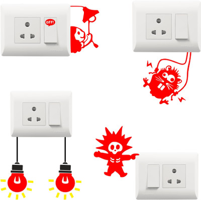 Décor vibe 25 cm Trending Funny Light Switch Board Sticker Set 6 Self Adhesive Sticker(Pack of 1)