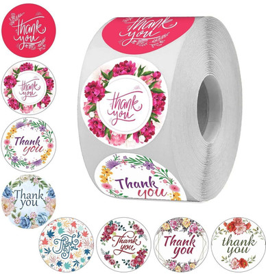 JIG'sMART 1.5 inch 510 pcs Thank You Sticker in 1 Roll 8 Different Types Party mini Sticker Self Adhesive Sticker(Pack of 510)