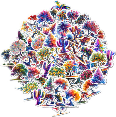 Obita 7 cm ED_Tree 03 Reusable Sticker(Pack of 50)