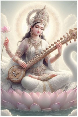 surmul 18 inch Beautiful Maa Saraswati Wall Sticker For House, Home 12x18 Inches Self Adhesive Sticker(Pack of 1)