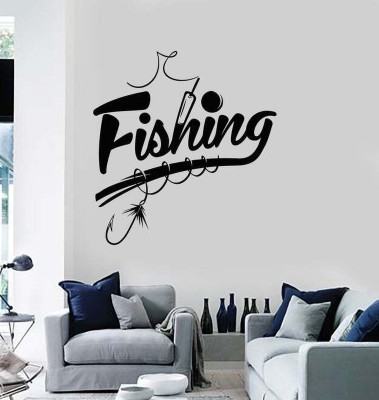 SnappyVinyl 33 cm Rod Fish Hobby Fishing Fisher Self Adhesive Sticker(Pack of 1)