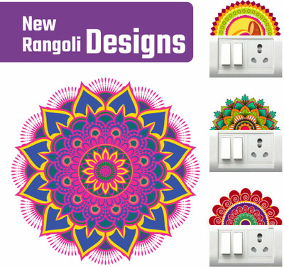 Stikor 32 cm 3D Rangoli sticker size 32x32 cm + 3PCS Switch Board stickers Combo Self Adhesive Sticker(Pack of 1)