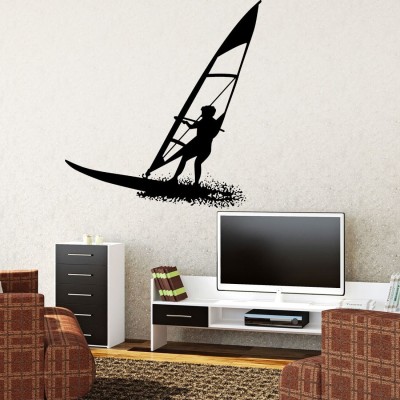 walkart 2.54 cm a fisherman with sailing boat in your room Removable Sticker(Pack of 1)