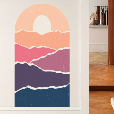 S3DESIGN 37 cm Boho Mountain Landscapes Self Adhesive Sticker(Pack of 1)