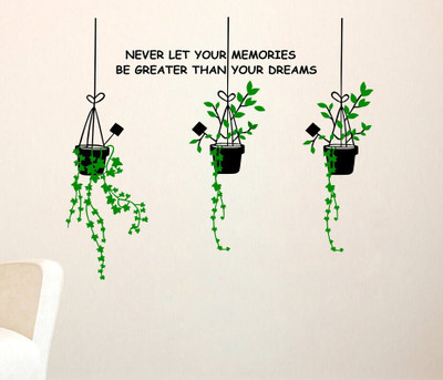 Epithet Studio 113 cm Hanging Pots Decal Quote Design Wall Sticker PVC Vinyl - 117cm X 103cm Self Adhesive Sticker(Pack of 1)
