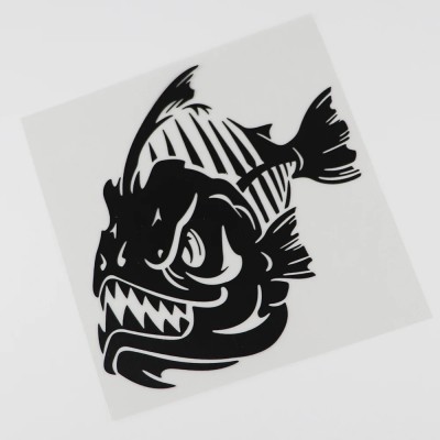 SnappyVinyl 24 cm Amusing Watch Out For Fierce Bone Fish In The River Self Adhesive Sticker(Pack of 1)